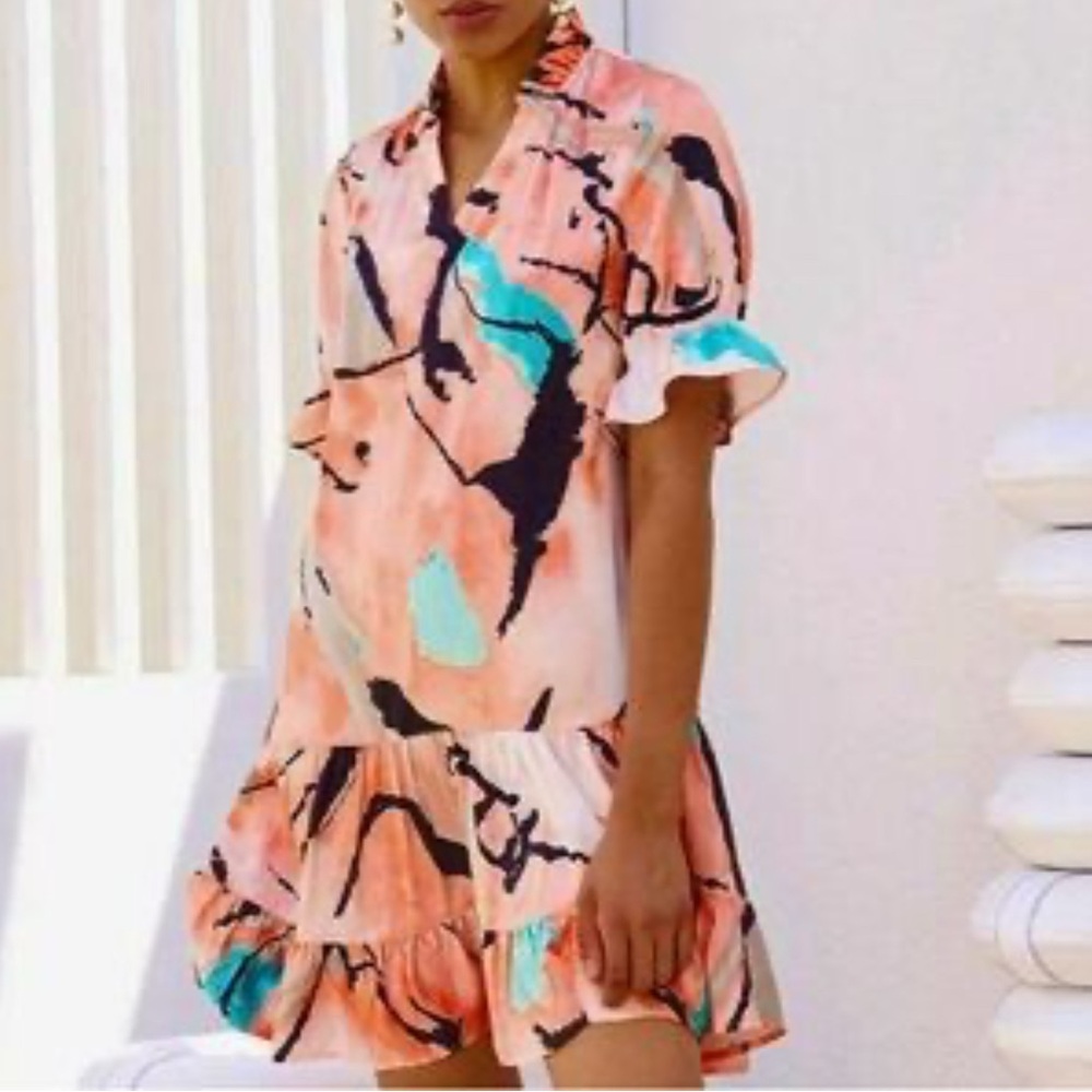 Ming Wang Abstract Print Mini Dress